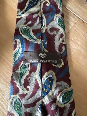 Vintage Mario Valentino Burgundy Paisley Silk Tie